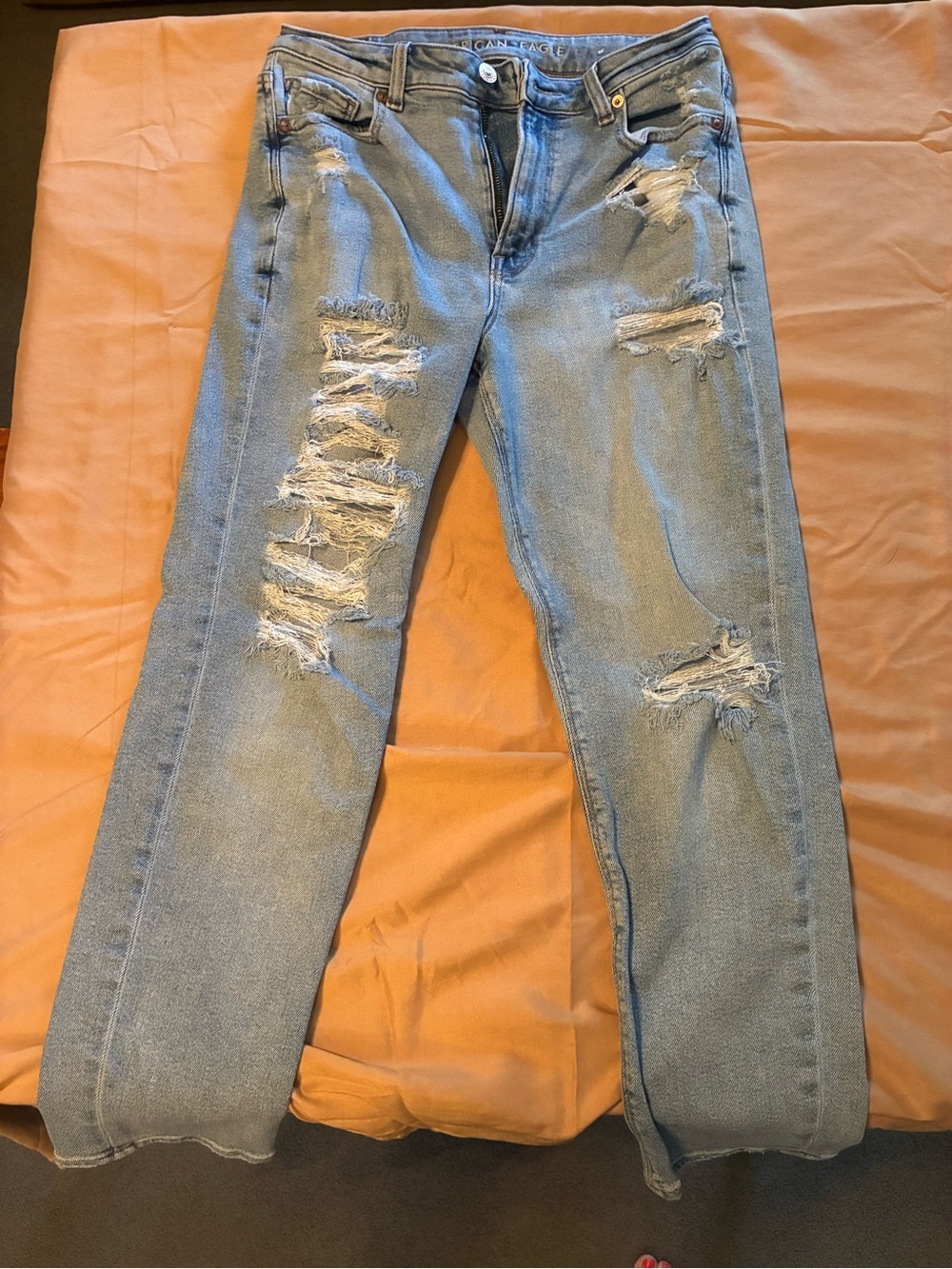 American Eagle Outfitters Light Blue Stretch Distressed Boyfriend Jeans